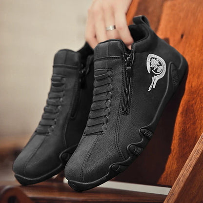 Men's Casual Shoes Side Zipper Short Boots Versatile Flat Bottom Trendy Fashionable Men's Shoes Suitable for Outdoor Sports