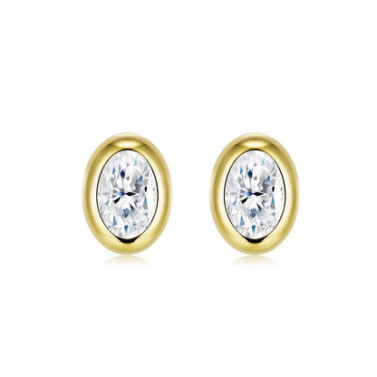 Oval Round Bezel 0.5CT Moissanite Stud Earrings for Women 925 Silver Plated 18k Pass Diamond Test Bubble Ear Jewelry Gift