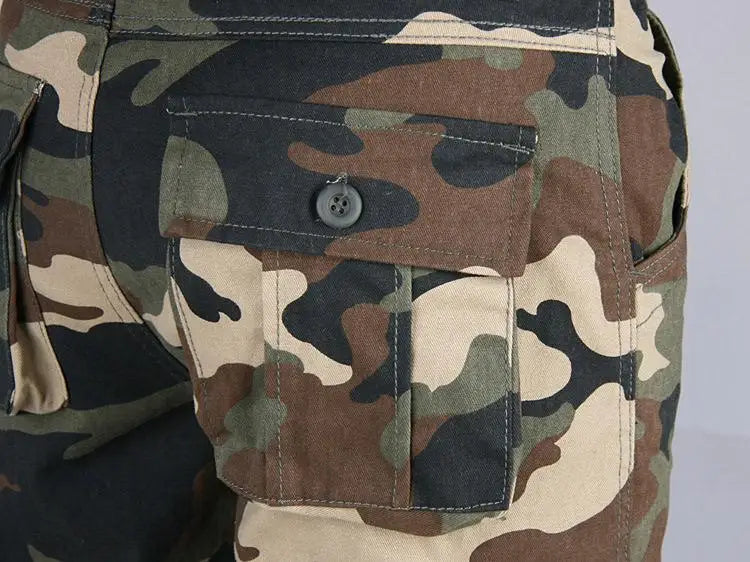 Men's Tactical Camouflage Overalls High-Quality Cotton Multi-Pocket Trousers Sports Training Casual Work Pants