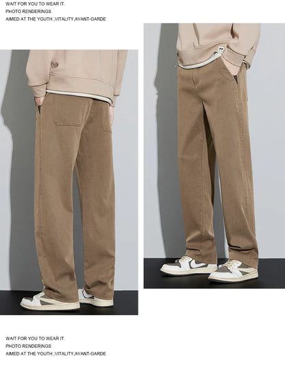 4 Colors New Straight Men's Pants Baggy Casual Lyocell Comfortable Stretch Trousers Male Wide Fashion Korean Pants Streetwear