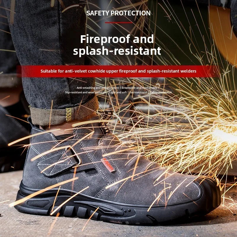Labor protection shoes with steel toe caps, anti smashing and anti stabbing welding shoes, anti slip and wear-resistant shoes