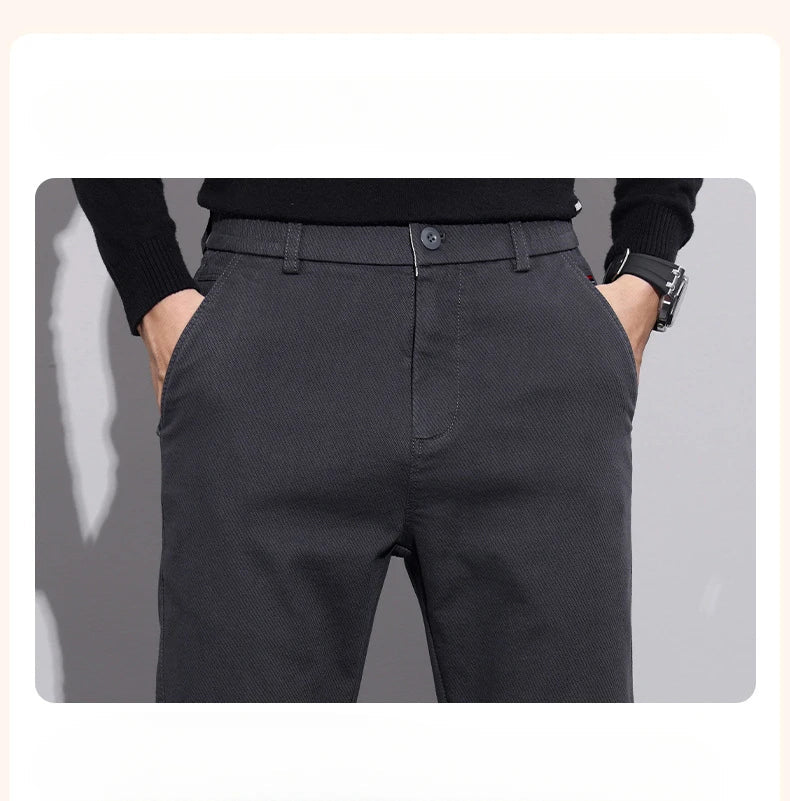 New Winter High-End Business Men's Suit Pants Autumn and Winter Slim Straight Casual Pants Versatile Fashion Trousers Korean