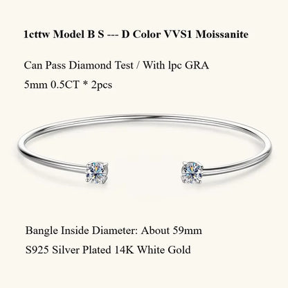 2-Stone 0.8ct Pear Cut Moissanite Cuff Bangle 925 Silver Open Hand Chain Bracelet Adjustable Diamond Jewelry For Women Gift