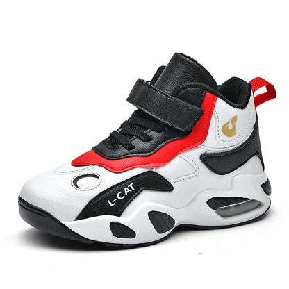 Children's High-top Basketball Shoes Anti-slip Basketball Combat Boots Boys Girls Outdoor Cushioned Sneakers Ankle Support Shoes