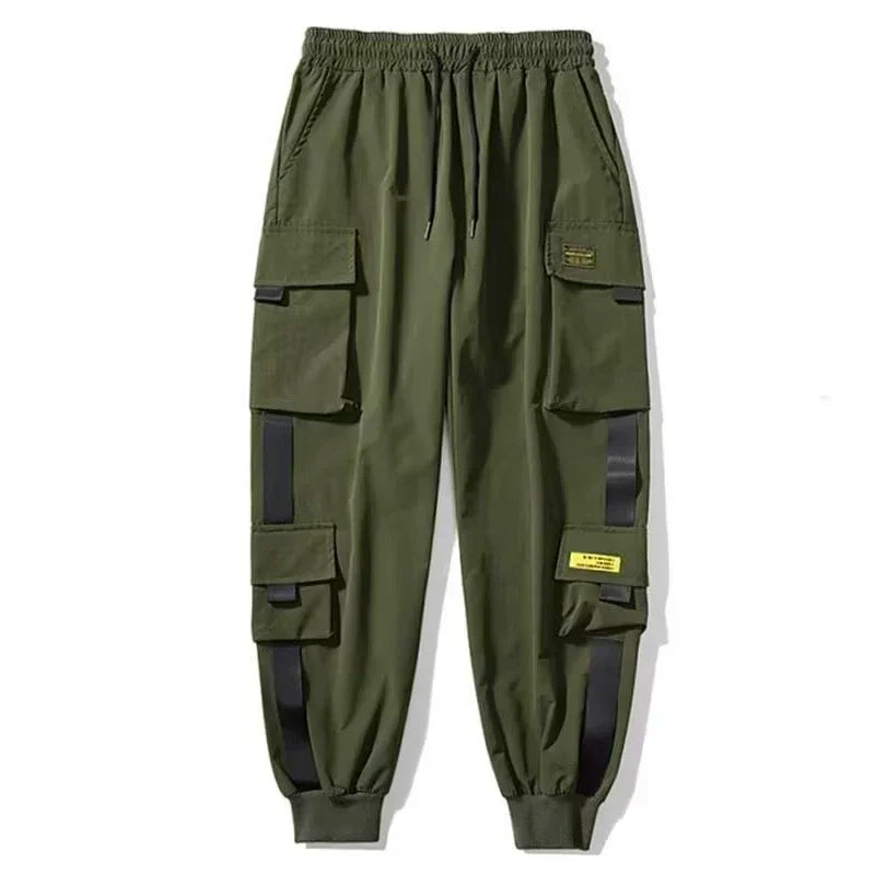 Male Casual Hip Hop Streetwear Sweatpants Pencil Pants Men Joggers Cargo Pants Multi-pocket Elastic Waist Harem Techwear Pants