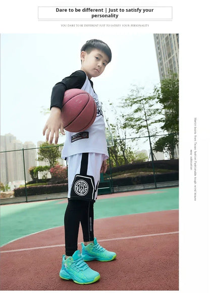 New Children's Sports Shoes Medium and Large Children's Mesh Boys Training Shoes Boys Basketball Footwear 2024 Spring and Summer