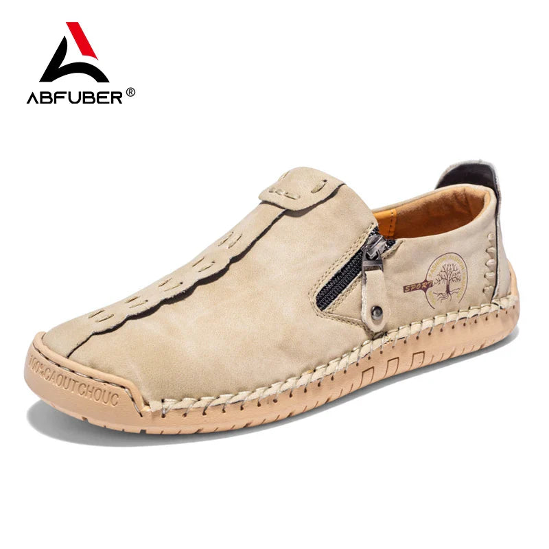 Handmade Leather Men Shoes Casual Slip On Loafers Breathable Leather Shoes Men FlatsTooling Shoes Plus Size