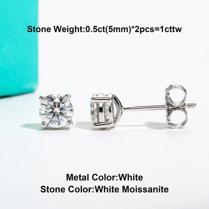 10k Gold 4/3/2/1.6/1/0.6ct Moissanite Stud Earrings For Women Real 10K Gold Post Anti-allergy Men Earrings Jewelry