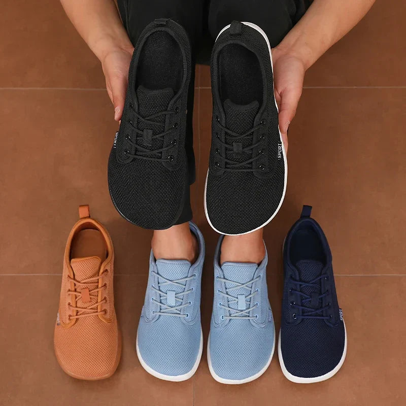 Wide Toe Men Shoes Breathable Knitted Mesh Comfortable Barefoot Shoes Casual Versatile Soft Sole Wide Last Shoes Walking Shoes