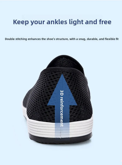 Men's Summer Soft Bottom Driving Shoes Breathable Mesh Slip-On Shoes Wear-Resistant Casual Old Beijing Style Rubber Sole