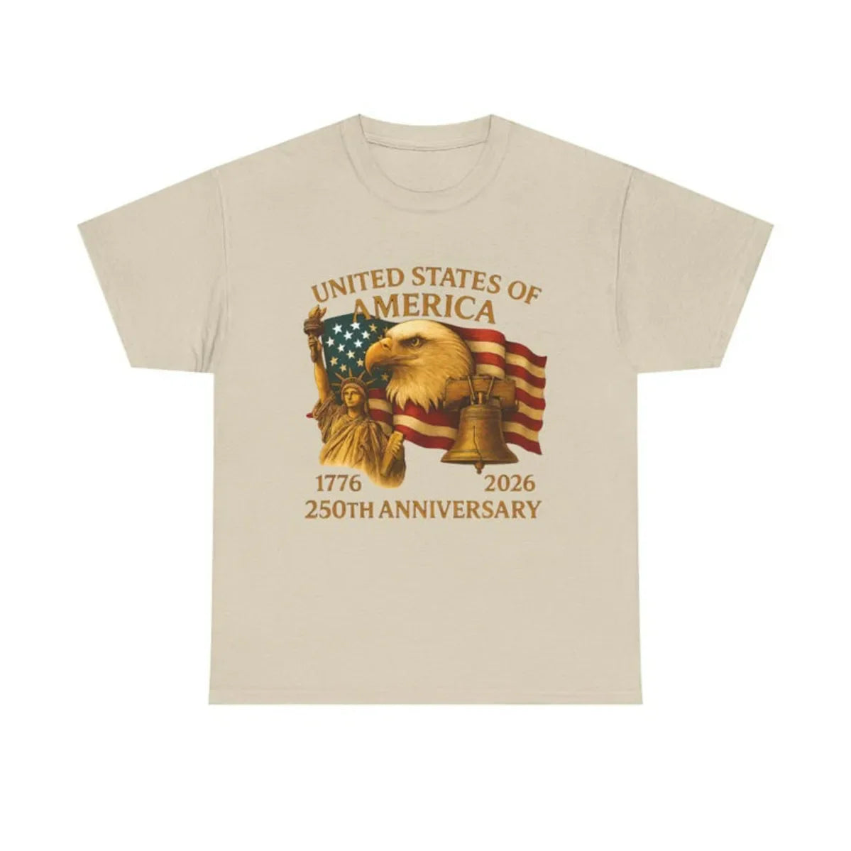 Americas 250th Anniversary 1776 2026 Patriotic Eagle Flag Liberty Bell Graphic T Shirt Vintage USA Heritage Celebration Unisex