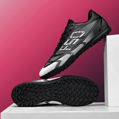 Premium turf soccer shoes, unisex, TF and FG, anti-slip and wear-resistant, available in two colors to choose from. stitching