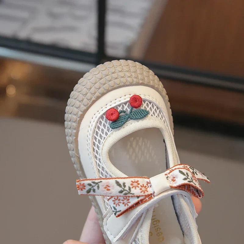 Baby Girls Sandals Cut-outs Cherry Children Beach Shoes Toddler Kids Summer Princess Shoes Anti Slip Soft Sole Babies Sandals