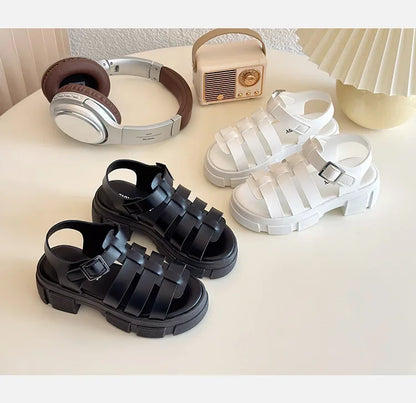 2025 Summer New Children Fashion Sandals for Girls American Style Soft Thick Sole Non-slip Versatile Cool Woven Roman Beach Shoe