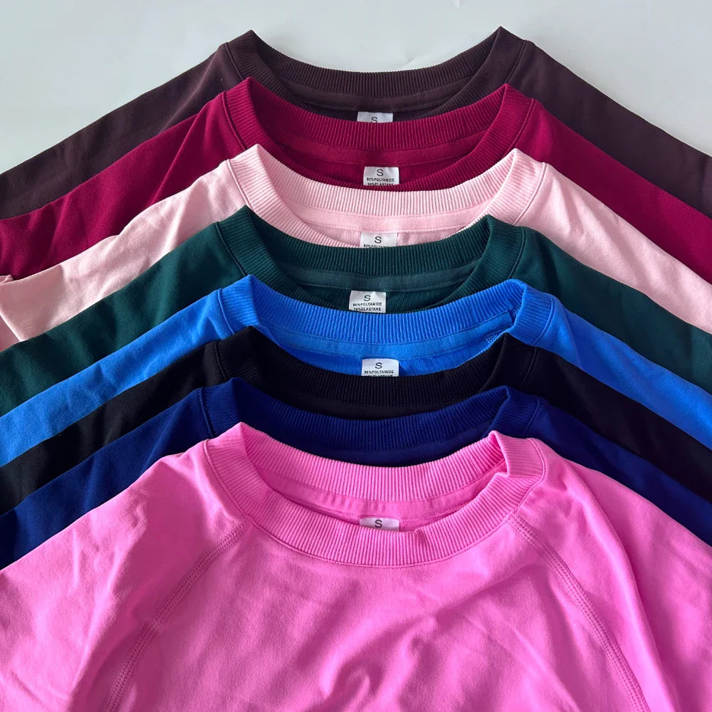 2 Pieces Set Women Longline Long Sleeve Gym Crop Top High Waist Workout Shorts Sports Suit Fitness Clothes Seamless Yoga Set