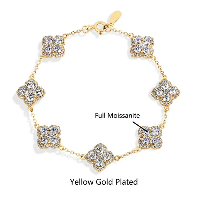 S925 Sterling Silver Full Moissanite Bracelets D VVS1 Lab Diamond for Women 18k Gold Plated Engagement Jewelry Gift