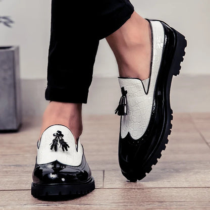 High Quality Casual Business Leather Shoes Men Formal Men's Dress Shoes Classic Tassels Retro Office Social Leather Loafers Male