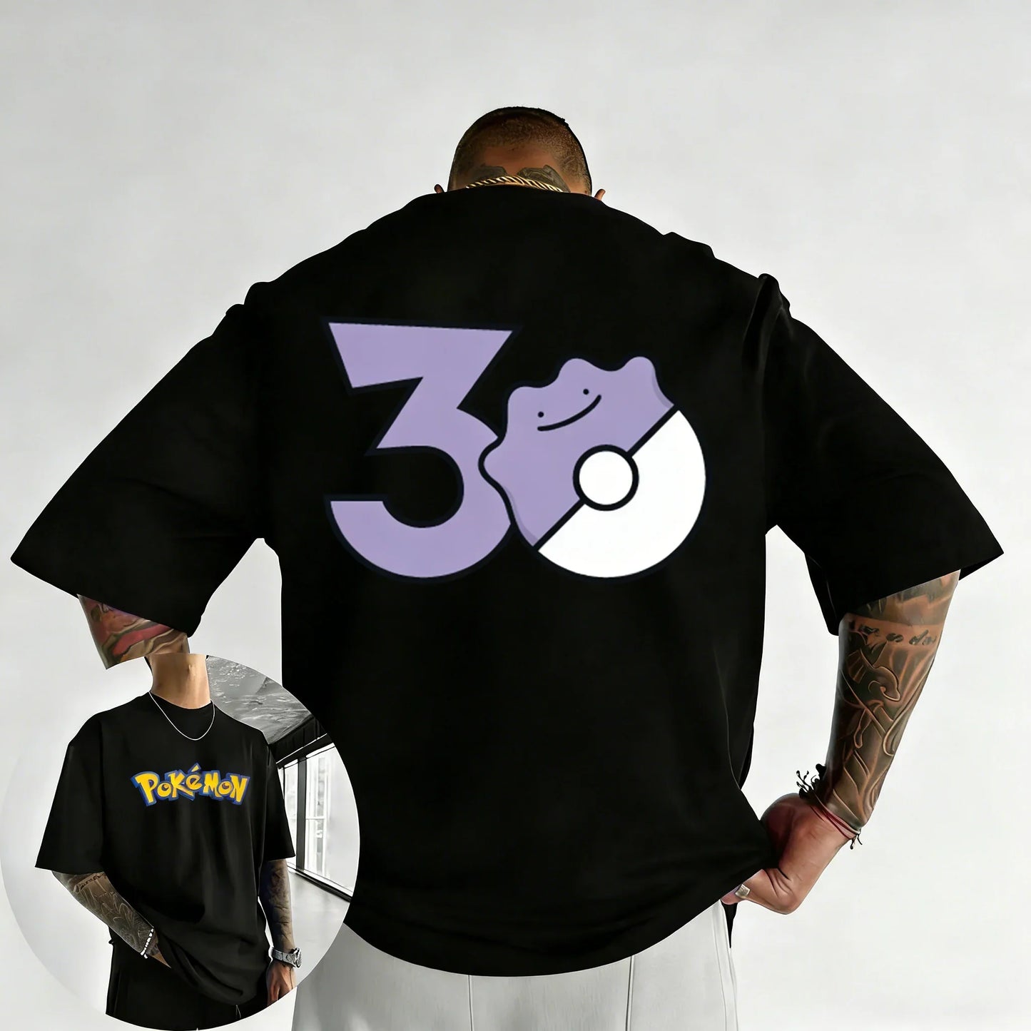30th Anniversary Ditto Printed T-shirt Summer New Men's and Women's Trendy Large Loose Casual Y2K Short Sleeve Top