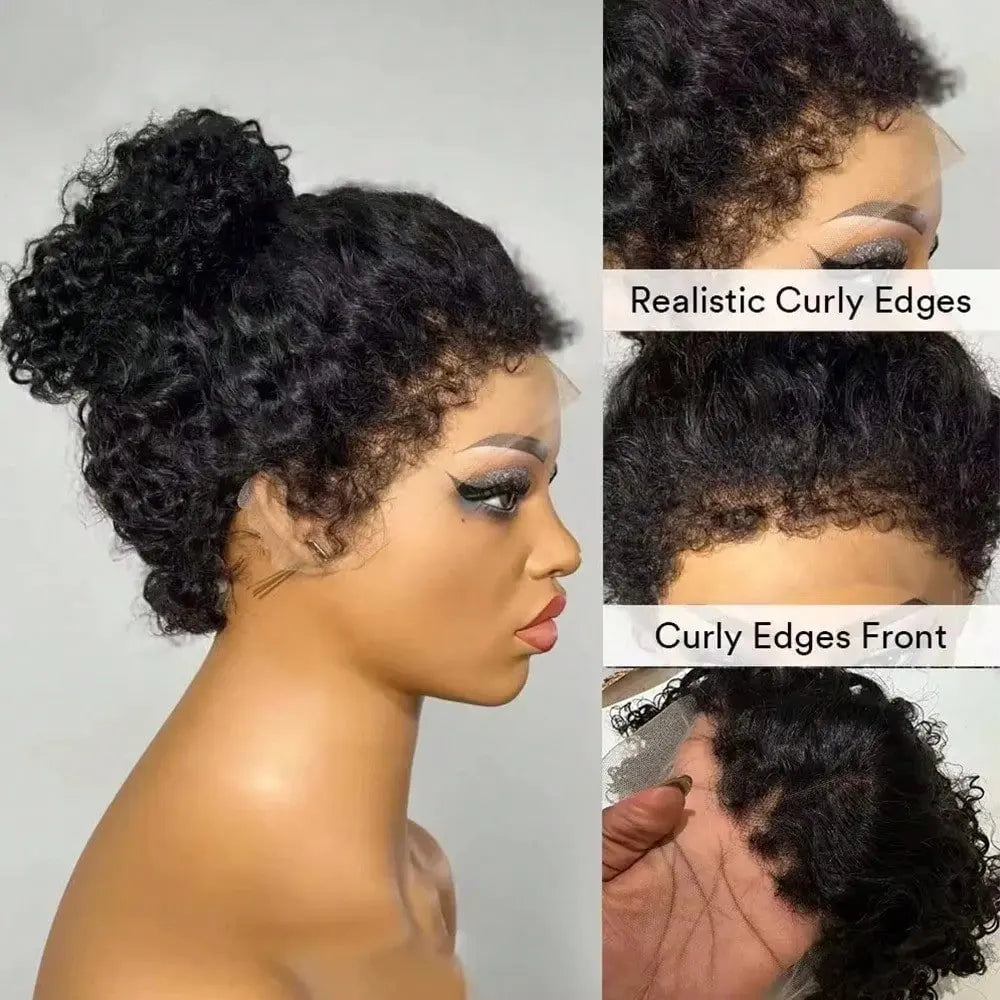 13x4 Curly Lace Front Human Hair Wig Brazilian Hair Pre Plucked Baby Hair Ear to Ear HD Lace Natural Color Full Edges Look
