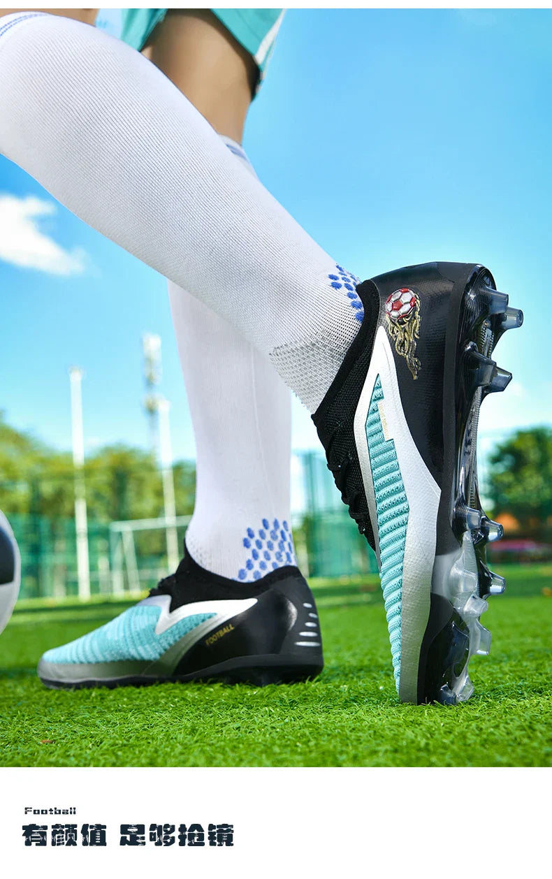 New Men Football Boots Outdoor Sport Boys Long Spikes Training Cleats Soccer Shoes Adult Non Slip Breathable Match Comfortable