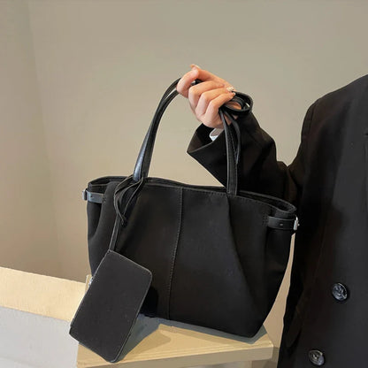 Suede Shoulder Bags for Women Large Suede Totes Lightweight Underarm Bag Casual Shopper Handbag Solid Color Travel Bucket Bags