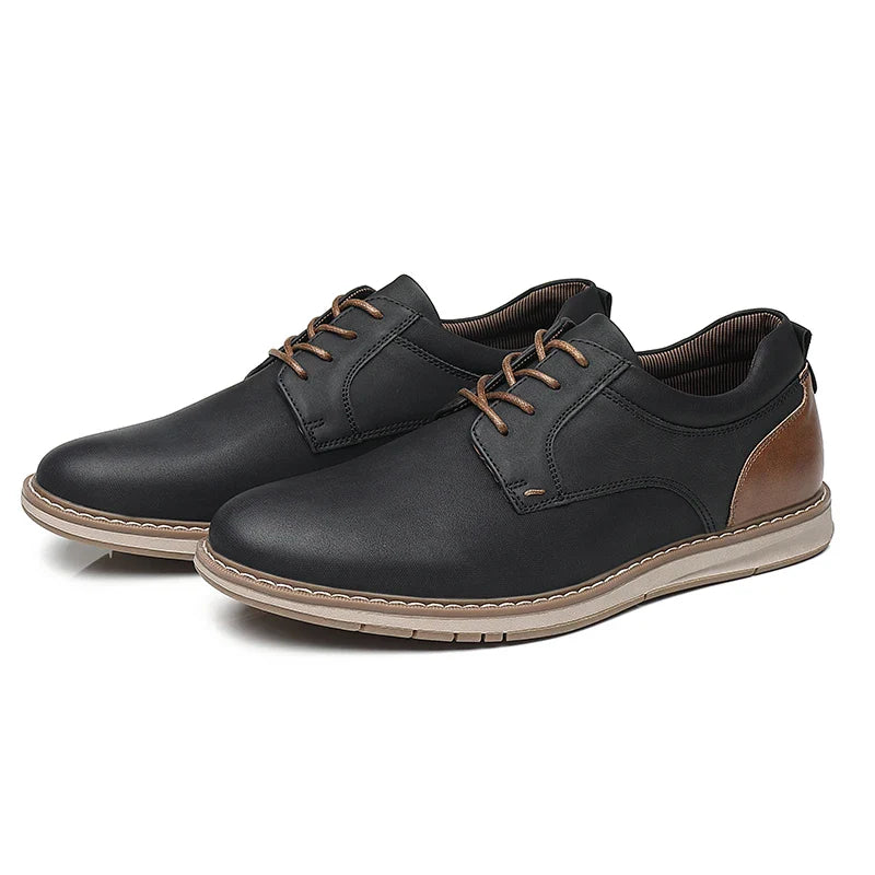 Shoes For Men Spring/Summer Pu Leather Breathable Casual Shoes Lace up Office Style Business Men's Sneaker