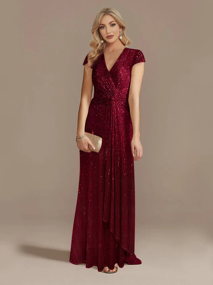 New Luxury Blue V-Neck Sequin Evening Dresses Elegant 2025 Women Party Maxi Dress Gowns Long Cocktail Dresses Gowns Prom