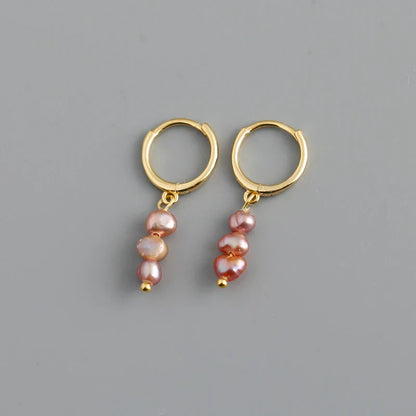 Genuine 925 Sterling Silver Natural Freshwater Baroque  Pearl Unusual Earrings for Women Chic Charming Goth Jewelry 2021