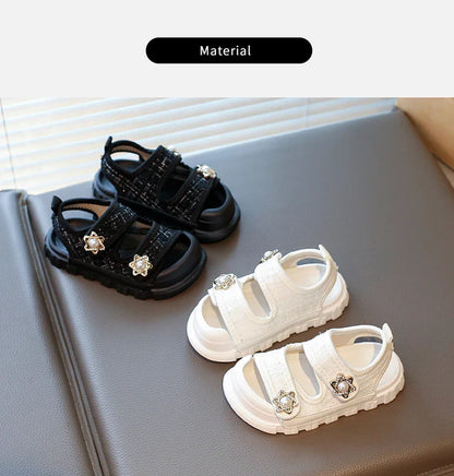 2025 Summer New Children Sandals Girls Elegant Princess Style Sandals Baby Anti-kick Foot Protection Sandals