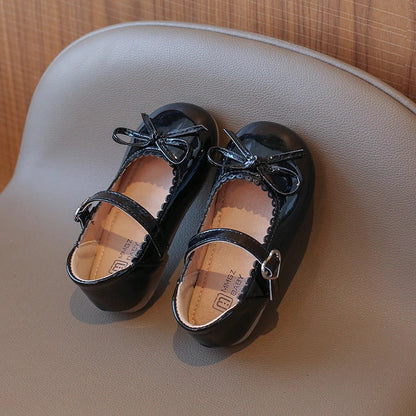 Summer Girl's Princess Shoes Bowknot Round Toe Hook-loop Shallow Cute Daily Kid's Flat Shoe Solid Colors Anti-slip Children Shoe