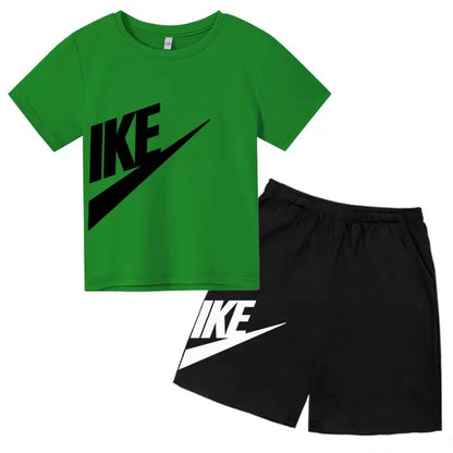Kids Summer Short Sleeve T-shirt Shorts 2Pcs Set Boy Girl Casual Sport Jogging Suit Toddler 3-12Y