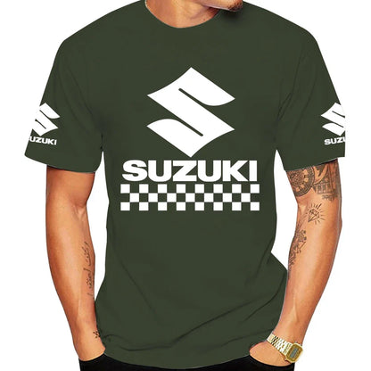 2026 Summer New Racing Motorcycle 100% Cotton Trendy Men T-shirt Daily Outdoor Sports Casual Loose Street Short-sleeve