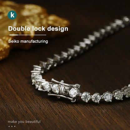 3mm D Color Moissanite Tennis Bracelet 3 Prong Setting Trendy Women Man GRA Certified Fine Jewelry s925 Sliver Bracelet