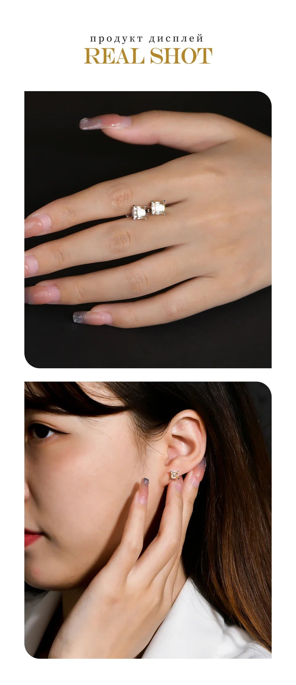Silver 925 Earring Yellow Moissanite Screw Back Stud Square Stud Earrings For Women  Princess Cut 5*5MM Jewelry 귀걸이