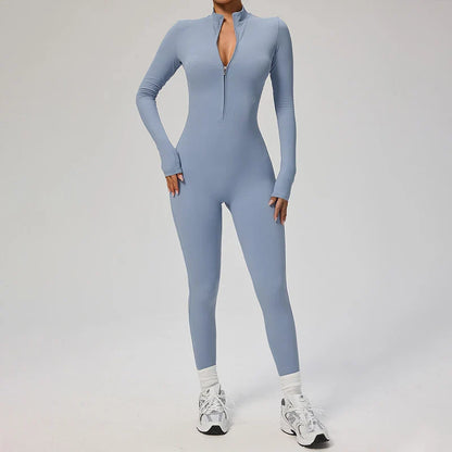 Zipper Jumpsuit Women Quick Dry Clothing Sportswear Woman Gym Yoga Sport Sets Spandex Nylon Workout Sets Women Tracksuit