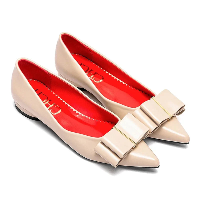 2025 Women's Flat Shoes New Black Pointed Bow Business Shoes Comfortable Commuting Women Shoes
