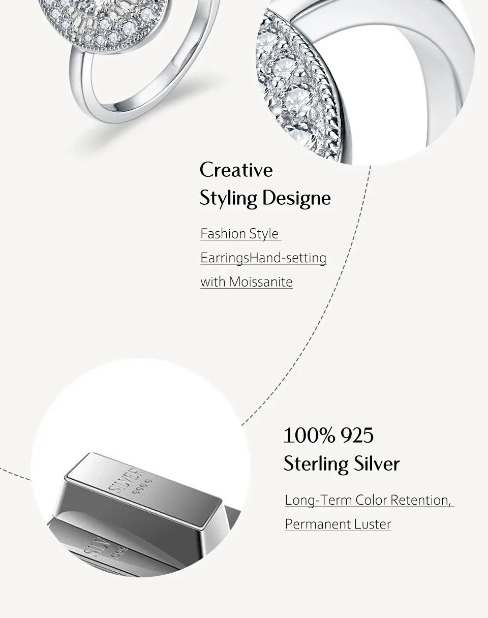 Full Moissanite Ring for Women Soild S925 Silver Round Cut Lab Diamond Engagement Fine Jewelry Gifts With Certificed