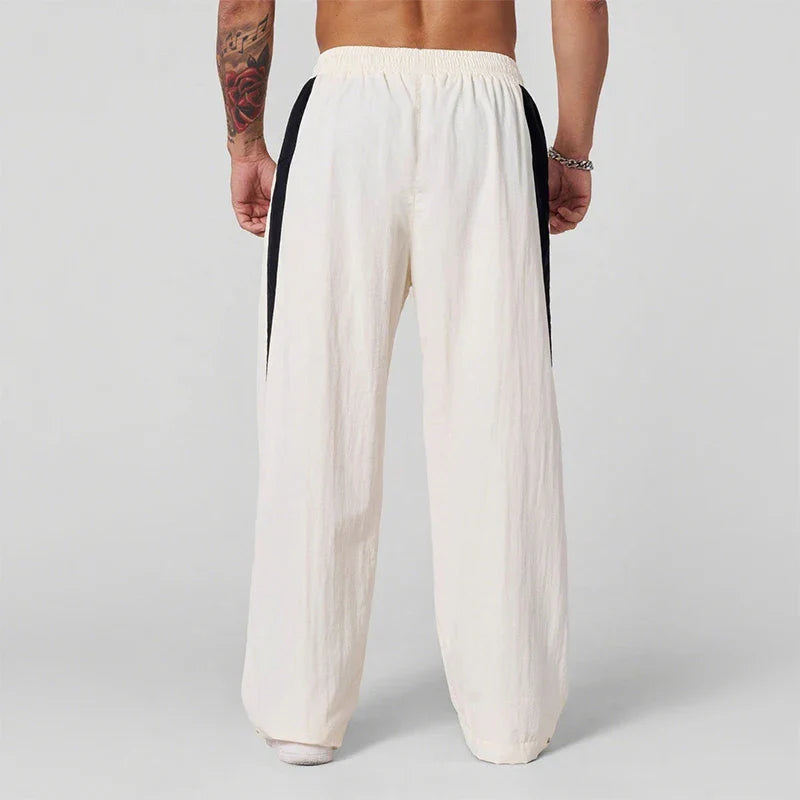 2025 Autumn New Track Pants Men's Loose Casual Pants Wide Leg Trendy Sports Splicing Breathable Pants American Sports Pants
