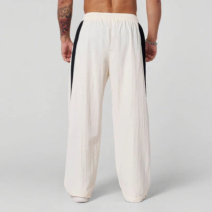 2025 Autumn New Track Pants Men's Loose Casual Pants Wide Leg Trendy Sports Splicing Breathable Pants American Sports Pants