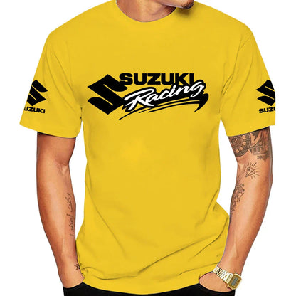 2026 Racing Summer New 100% Cotton Fashion Trend Men T-shirt Daily Outdoor Sports Party Casual Loose Street Short-sleeve