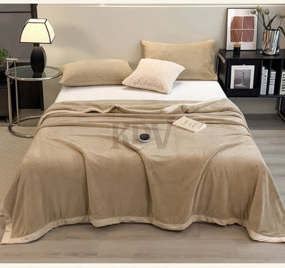 Double Layer Solid Color Milk Velvet Blanket Autumn Winter Thicken Warm Plush Blanket for Bed Sofa Single Double Thick Bed Sheet