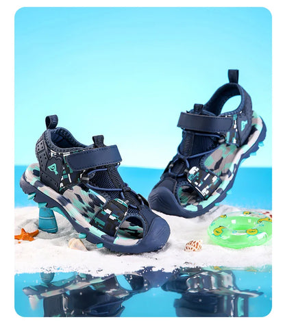 Kids Sandals Boys Breathable Anti-Slip Soft Sole Summer Beach Shoes Outdoor Lightweight Children Sandals with Adjustable Straps
