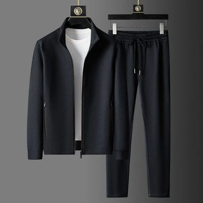 Spring and Autumn New Sportswear Suit Men's Casual Breathable High-end Jacket Trousers Stand-up Collar Zipper Open Mens Clothes