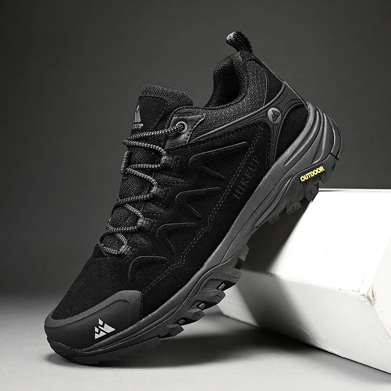 Sapatos Masculinos de Couro HIKEUP para Homens Tênis Casuais Moda Impermeável Inverno Luxo Grife Botas de Trabalho Masculinas Tênis Antiderrapantes