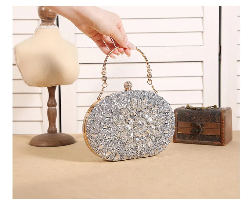 Cross-border explosive sunflower dinner bag Fashion banquet clutch bag Dress evening bag Diamond set bag European and American p