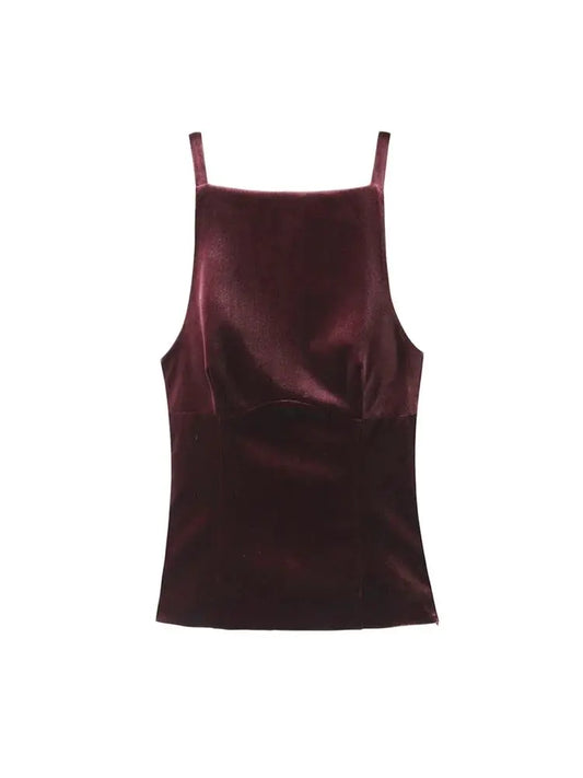 Women's Strappy Tank Tops with Back Bow, Straight Neck, Side Zipper, Female Camis, Sexy Fashion