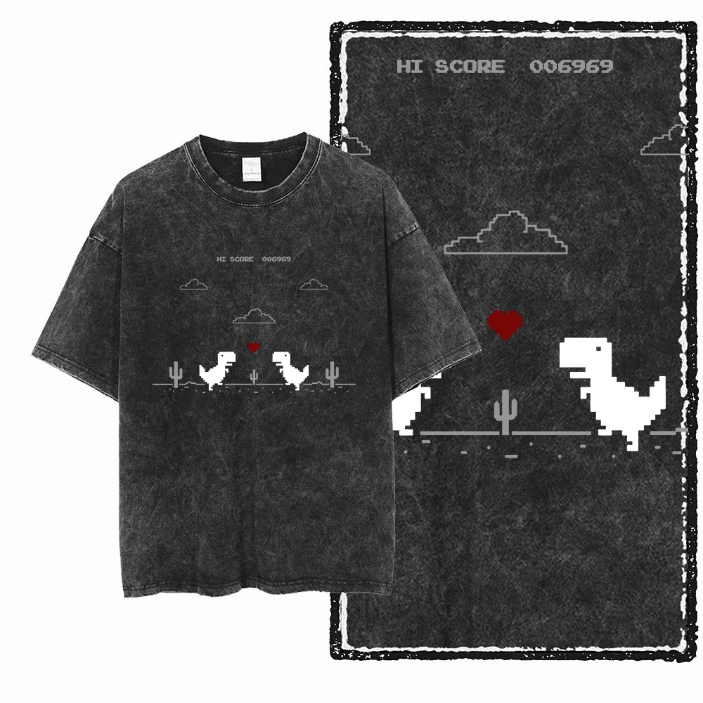 THEME Printed Cotton Acid Washed Exclusive Graphic Unisex T Shirt Cool Streetwear Men Tshirts Big Size Tee for men