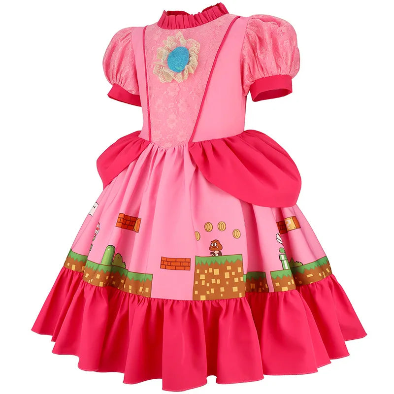 Summer Girls Princess Dress Vedio Game Movie 2026 New Girl Peach Dressup Ball Gown birthday Costume Kid Cute Clothing 2-10Y