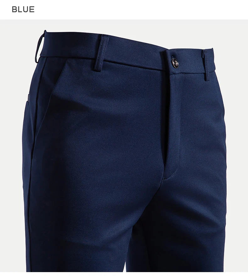Men's Elastic Slim Fit Khaki Trousers Casual Pants Classic Fashion Suit Sports Pants Spring Summer