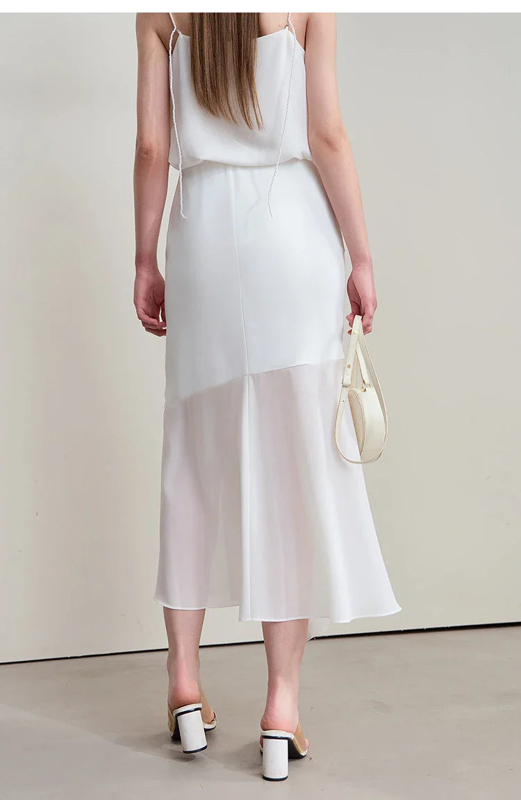 Minimalist Casual Bustier Skirt Women 2025 Summer New Office Lady Lace Slim Half-body Chiffon Fishtail Skirts 12522064